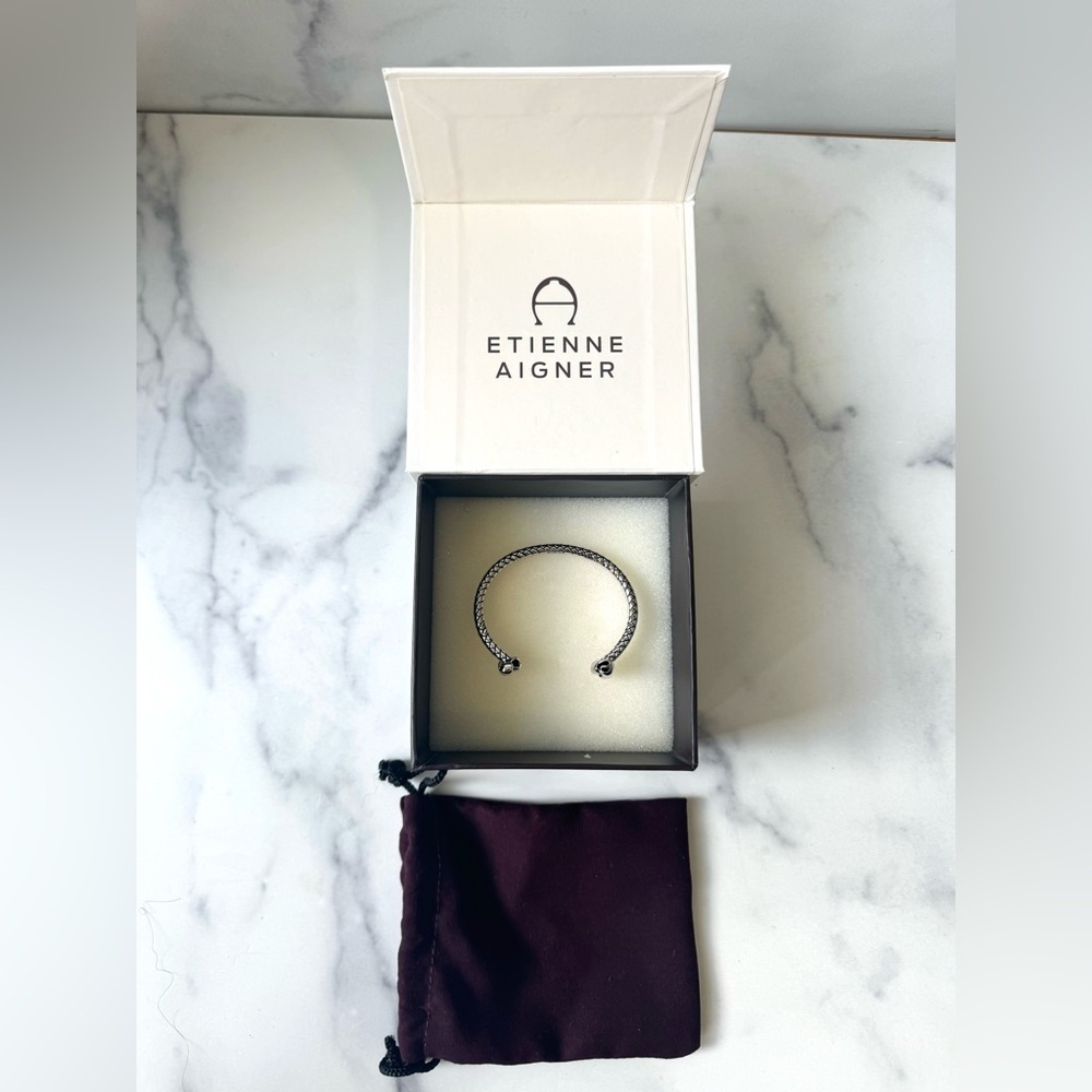 Etienne Aigner Knotted Cuff Bracelet – Silver, New in Box w/ Dust Bag - Picture 2 of 4